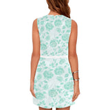 mint rose 2 print Eos Women's Sleeveless Dress (Model D01) - Objet D'Art