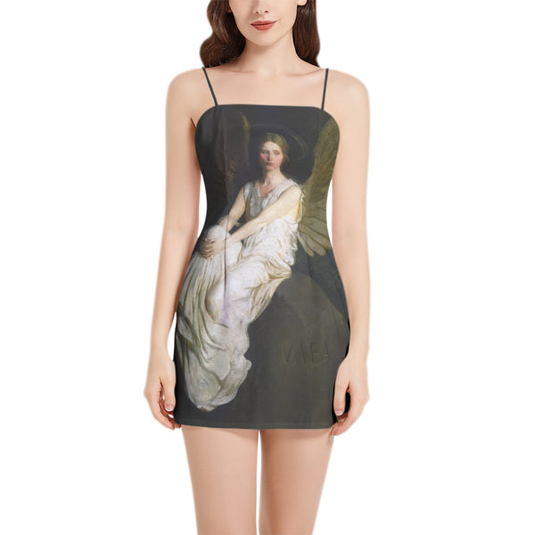 Sitting Angel Sleeveless Square Neckline Spaghetti Strap Mini Dress - Objet D'Art