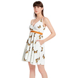 Monarch Butterfly Spaghetti Strap Sleeveless Falred Hem Short Dress - Objet D'Art
