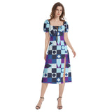 Puff Sleeve Split Thigh Midi Dress - Objet D'Art