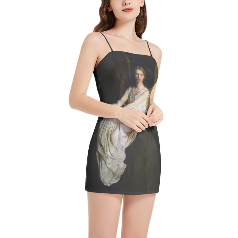 Sitting Angel Sleeveless Square Neckline Spaghetti Strap Mini Dress - Objet D'Art