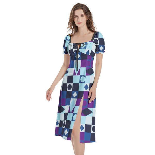 Puff Sleeve Split Thigh Midi Dress - Objet D'Art