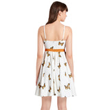 Monarch Butterfly Spaghetti Strap Sleeveless Falred Hem Short Dress - Objet D'Art