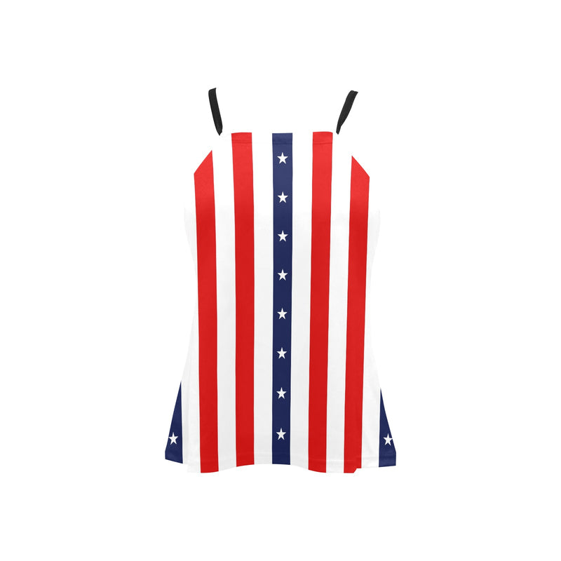 stars and stripes print 2 Loose Fit Halter Neck Top (Model T68) - Objet D'Art