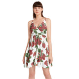 Raspberry Parfait Spaghetti Strap Sleeveless Falred Hem Short Dress - Objet D'Art
