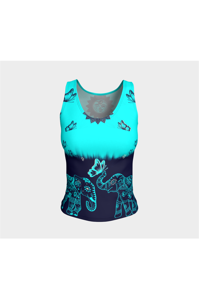 Elephants and Butterflies Fitted Tank Top - Objet D'Art Online Retail Store