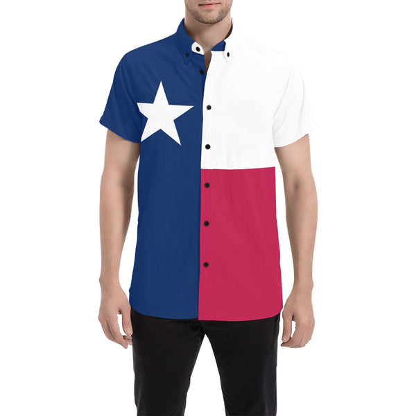 Texas Lone Star Men's All Over Print Short Sleeve Shirt (Model T53) - Objet D'Art