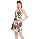 Raspberry Parfait Spaghetti Strap Sleeveless Falred Hem Short Dress - Objet D'Art