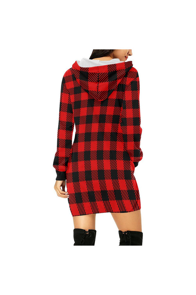 BUF 2 buffalo plaid H27 - HOOD All Over Print Hoodie Mini Dress (Model H27) - Objet D'Art