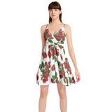 Raspberry Parfait Spaghetti Strap Sleeveless Falred Hem Short Dress - Objet D'Art