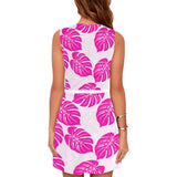 fuchsia palm print 4B Eos Women's Sleeveless Dress (Model D01) - Objet D'Art