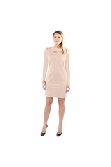 Crème de Pêche Cold Shoulder Long Sleeve Dress (Model D37) - Objet D'Art