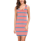 americana stars and stripes striped print 2 Medea Vest Dress (Model D06) - Objet D'Art