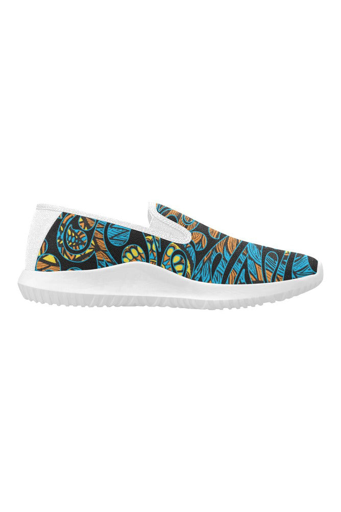 afro scroll Orion Slip-on Women's Canvas Sneakers (Model 042) - Objet D'Art