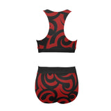 black solid print skirt Crop Top Bikini Set (Model S21) - Objet D'Art