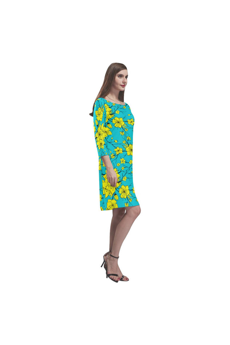 blue flow 2 Rhea Loose Round Neck Dress(Model D22) - Objet D'Art