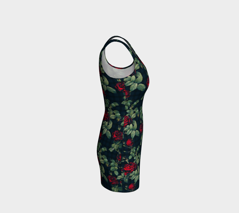 Rose Print Bodycon Dress - Objet D'Art