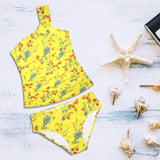 yelllow wildflowr africa Women's One Shoulder Backless Swimsuit (Model S44) - Objet D'Art