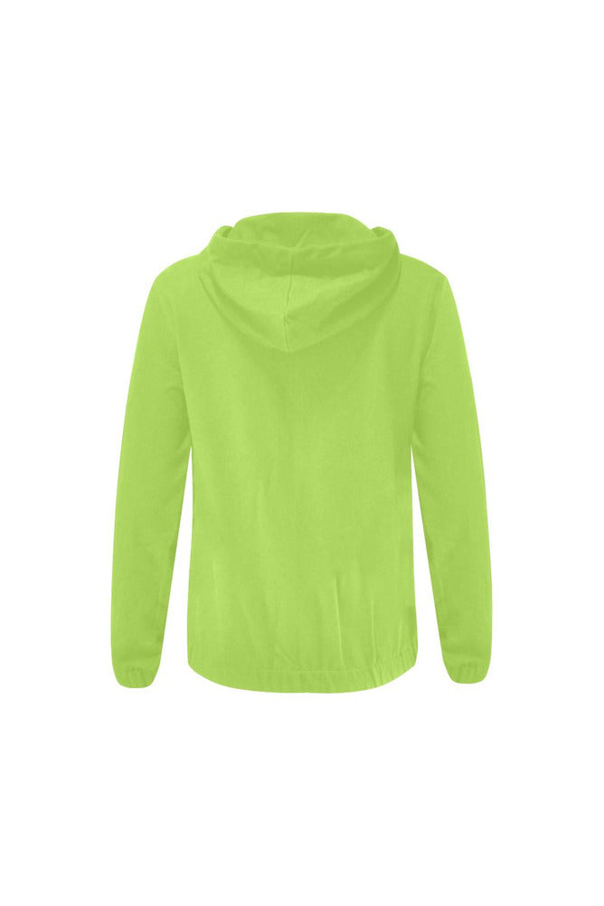 Lime Green All Over Print Full Zip Hoodie for Women (Model H14) - Objet D'Art