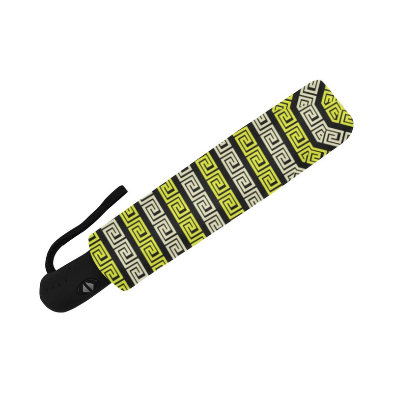 yellow greek key umbrella print Auto-Foldable Umbrella (Model U04) - Objet D'Art