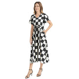 Piebald Pixels Flutter Sleeve Drawstring Waist Flared Dress - Objet D'Art