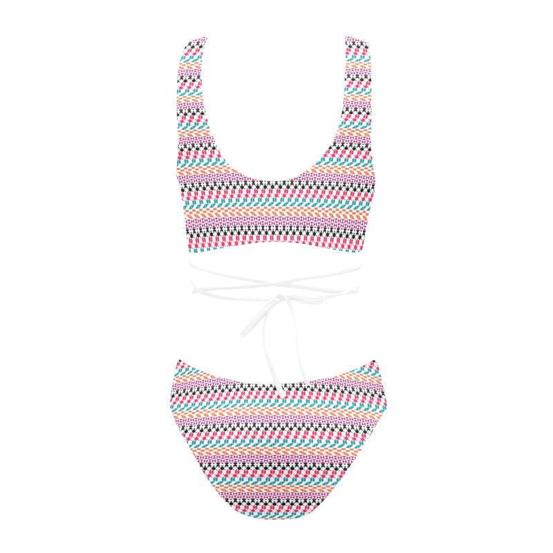 color geo print 7BA Cross String Bikini Set (Model S29) - Objet D'Art