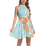 Ruffle Hem Belted Halter Dress - Objet D'Art