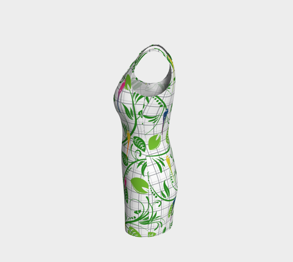 Parrot Matrix Bodycon Dress - Objet D'Art