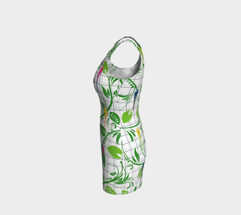 Parrot Matrix Bodycon Dress - Objet D'Art