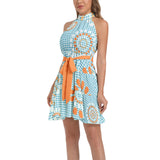 Ruffle Hem Belted Halter Dress - Objet D'Art