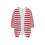 americana stars and stripes striped print 2 Women's Kimono Chiffon Cover Up (Model H51) - Objet D'Art