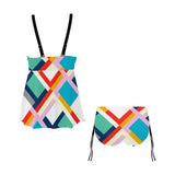 color moments print 2 Chest Drawstring Swim Dress (Model S30) - Objet D'Art