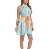 Ruffle Hem Belted Halter Dress - Objet D'Art