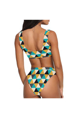 Tri-color Honeycomb Sport Top & High-Waist Bikini Swimsuit - Objet D'Art
