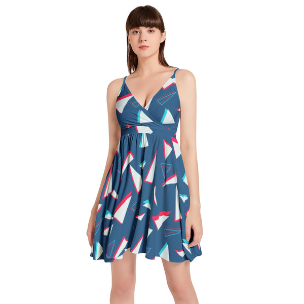 Spaghetti Strap Sleeveless Falred Hem Short Dress - Objet D'Art