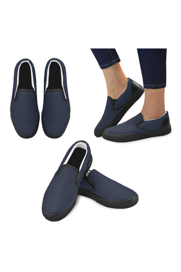 Midnight Blue Men's Slip-on Canvas Shoes (Model 019) - Objet D'Art