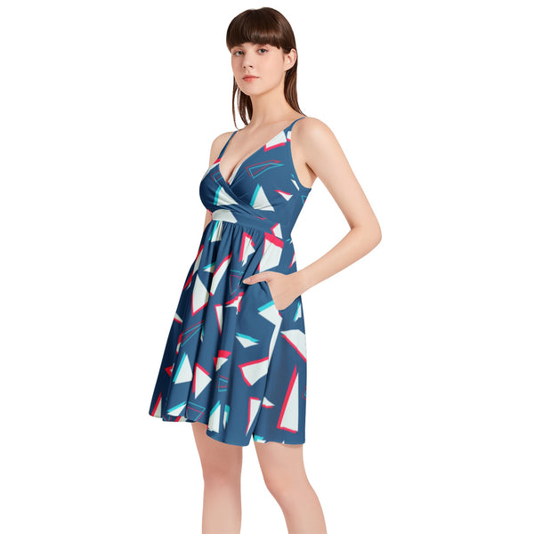 Spaghetti Strap Sleeveless Falred Hem Short Dress - Objet D'Art