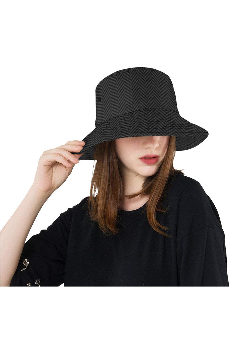 Herringbone Dark All Over Print Bucket Hat - Objet D'Art