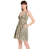 Tribal Spaghetti Strap Sleeveless Falred Hem Short Dress - Objet D'Art