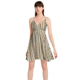 Tribal Spaghetti Strap Sleeveless Falred Hem Short Dress - Objet D'Art