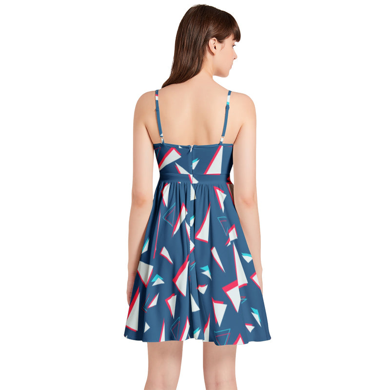 Spaghetti Strap Sleeveless Falred Hem Short Dress - Objet D'Art