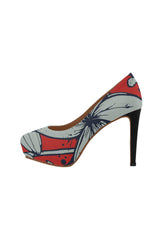 floral red shoes Women's High Heels (Model 044) - Objet D'Art