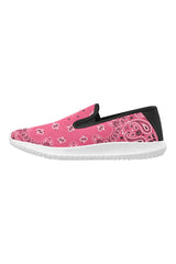 pink bandana Orion Slip-on Women's Canvas Sneakers (Model 042) - Objet D'Art