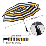 blue gold umbrella print Semi-Automatic Foldable Umbrella (Model U12) - Objet D'Art