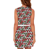 rasp circle print 2 Eos Women's Sleeveless Dress (Model D01) - Objet D'Art