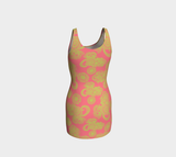 Dark Pink and Green Bodycon Dress - Objet D'Art