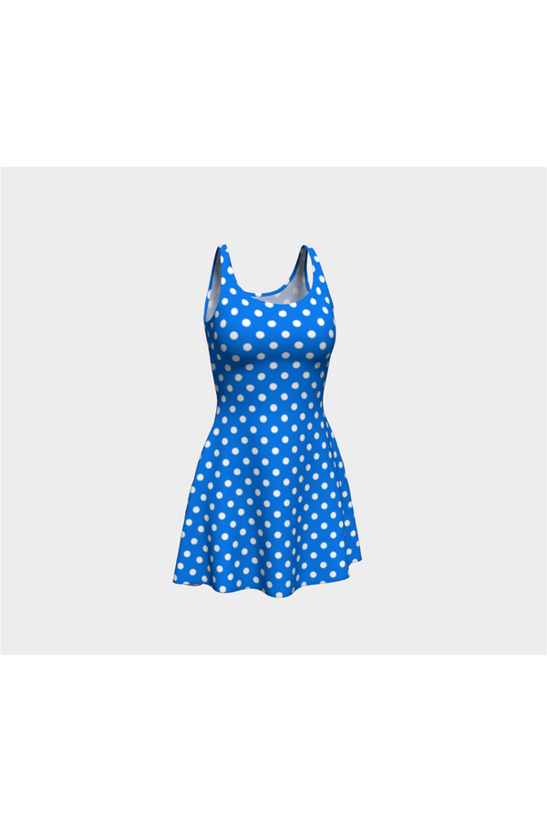 Polka Dot on Blue Flare Dress - Objet D'Art