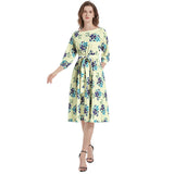 Floral water Boat Neck Belted Flared Dress - Objet D'Art