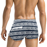 white on blue greek key print Men's Swim Trunks with Zipper Pocket (Model L71) - Objet D'Art