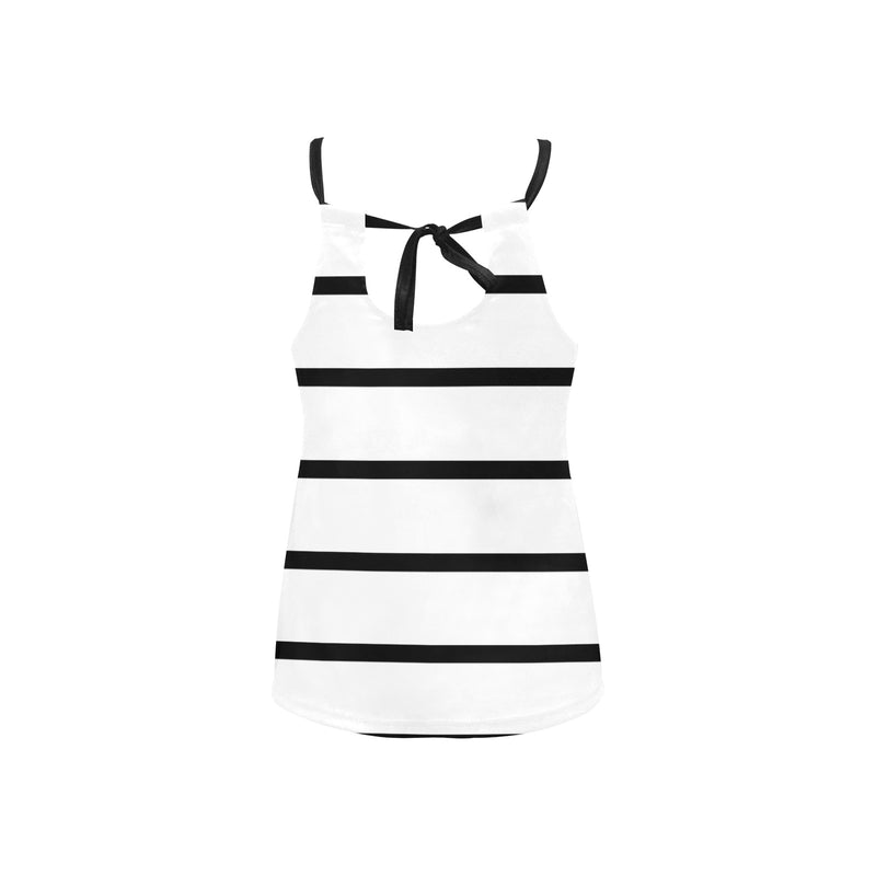 bw striped print 5 Loose Fit Halter Neck Top (Model T68) - Objet D'Art